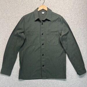 ARKET Men's Green Workwear Overshirt Shacket Button Front Utility Jacket Size 46